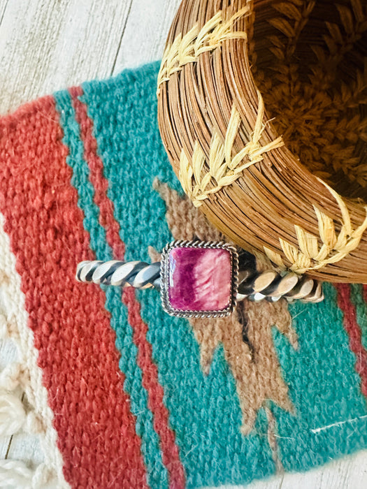 Navajo Twisted Sterling Silver & Purple Spiny Cuff Bracelet