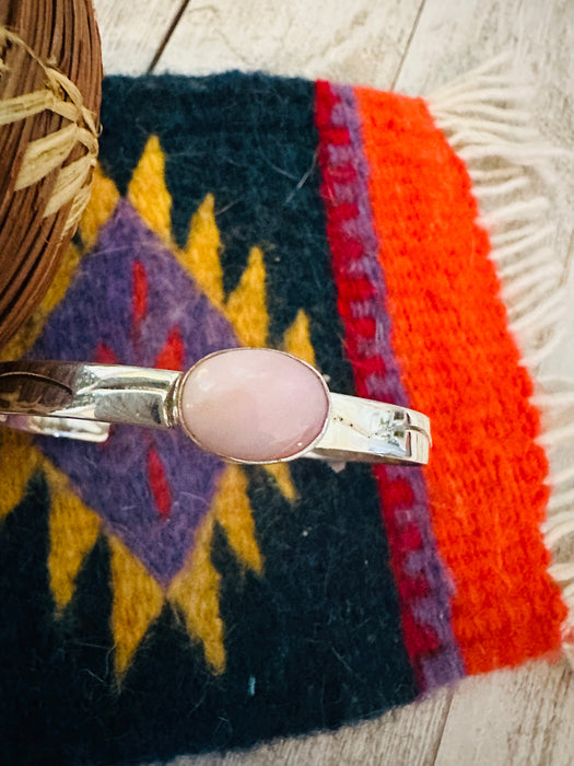 Navajo Queen Pink Conch & Sterling Silver Cuff Bracelet