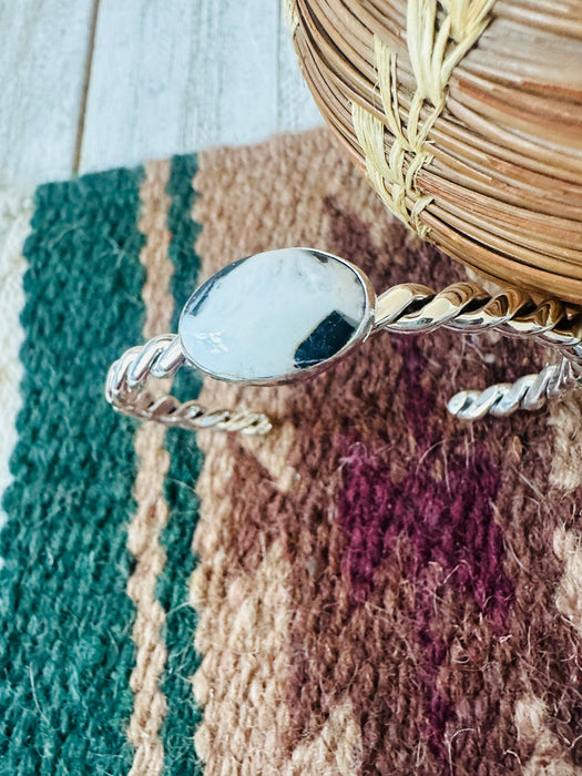 Navajo White Buffalo & Sterling Silver Cuff Bracelet