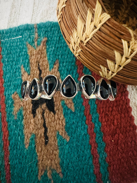 Navajo Sterling Silver & Onyx Cuff Bracelet