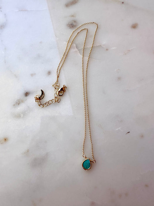 “The Golden Collection” Delicate Handmade Natural Turquoise 14k Gold Plated Necklace