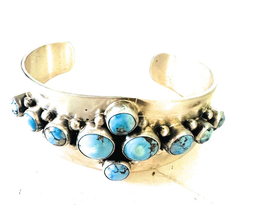 Navajo Golden Hills Turquoise & Sterling Silver Cuff Bracelet