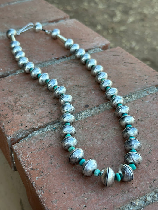 Navajo James McCabe Sterling Silver & Turquoise Liberty Dime Necklace