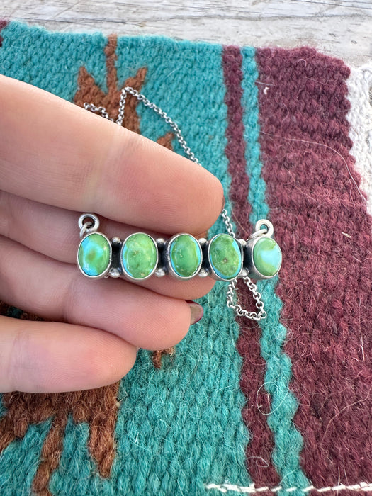 Handmade Sterling Silver & Sonoran Mountain Turquoise Bar Necklace