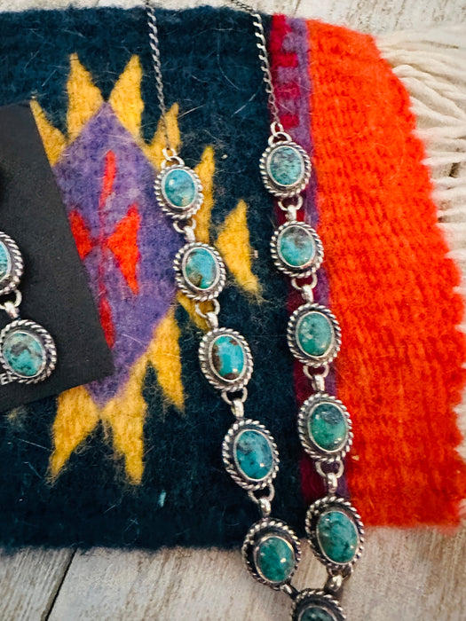 Navajo Sterling Silver & Turquoise Lariat Necklace Set