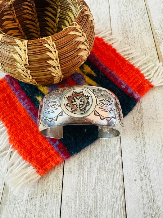 Navajo Copper and Sterling Silver Cuff Bracelet Signed