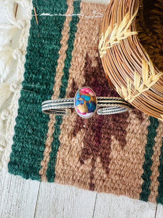 Navajo Pink Dream Mojave & Sterling Silver Cuff Bracelet