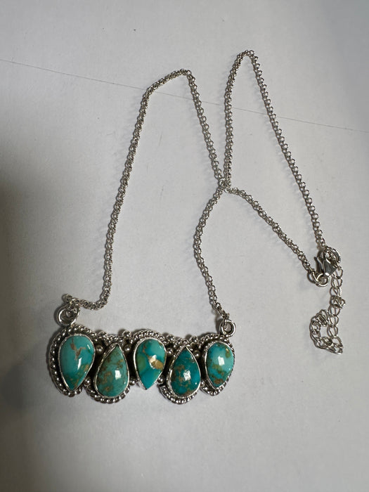 Beautiful Handmade Sterling Silver & Sonoran Mountain Turquoise Bar Necklace