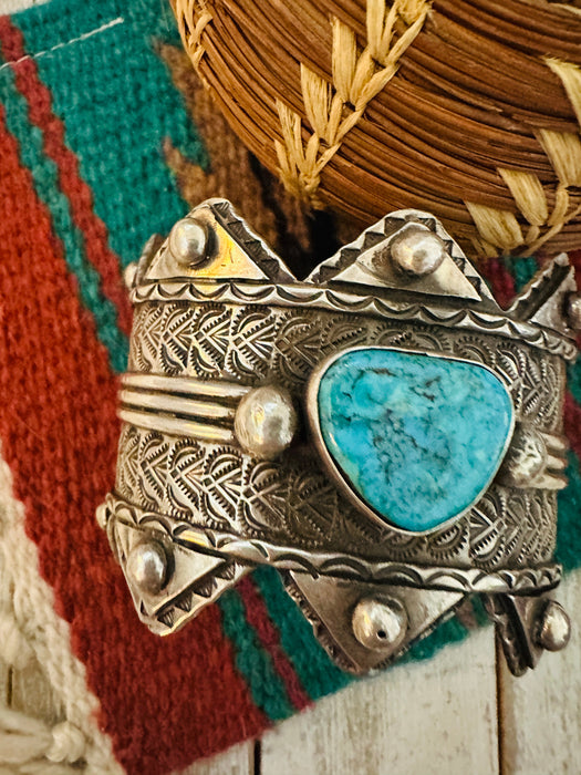 Navajo Kingman Turquoise & Sterling Silver Cuff Bracelet