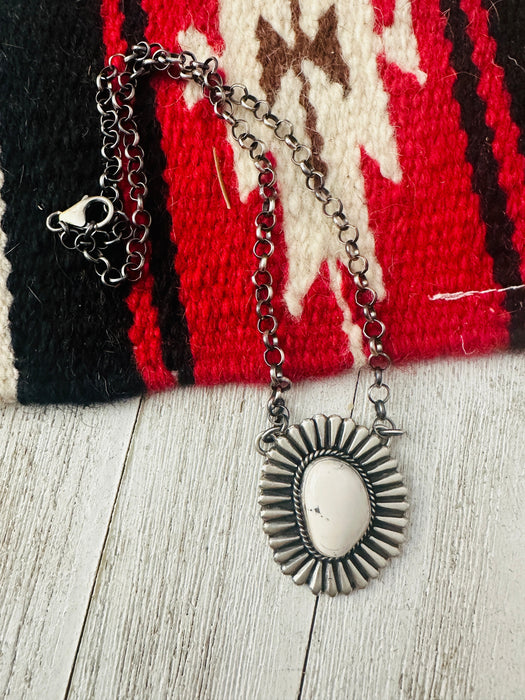 Navajo Sterling Silver & White Buffalo Necklace