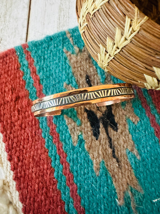 Navajo Copper and Sterling Silver Cuff  Bracelet Signed