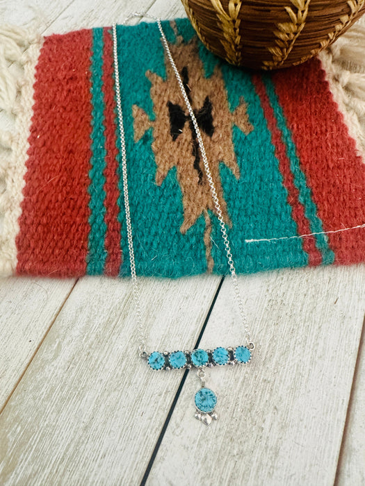 Navajo Sterling Silver & Kingman Turquoise Bar Necklace