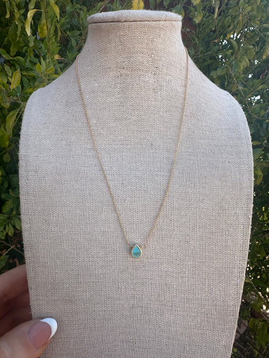 “The Golden Collection” Delicate Handmade Natural Turquoise 14k Gold Plated Necklace