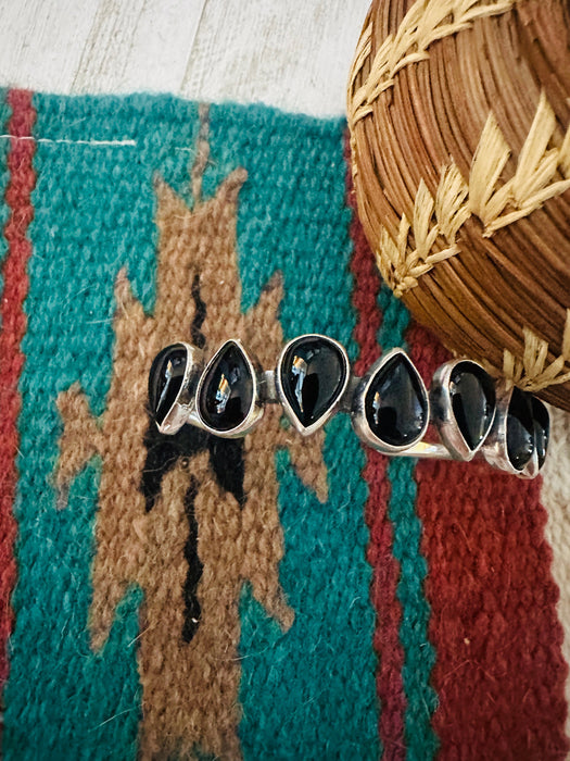 Navajo Sterling Silver & Onyx Cuff Bracelet