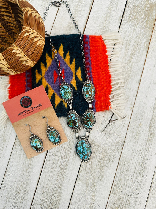 Navajo Sterling Silver & Kingman Web Turquoise Necklace Set