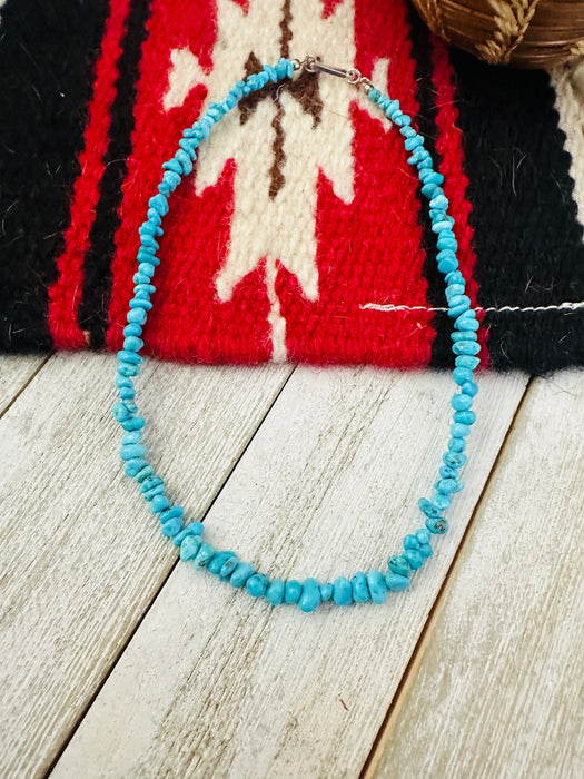 Navajo Turquoise & Sterling Silver 14” Beaded Necklace