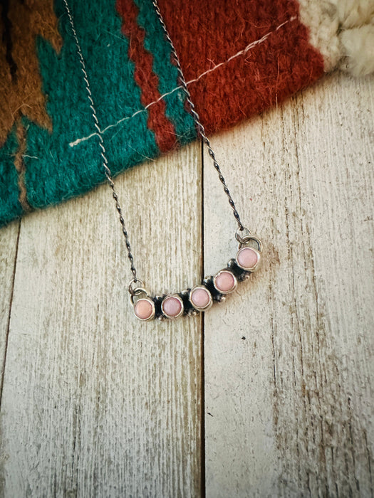 Navajo Queen Pink Conch & Sterling Silver Necklace