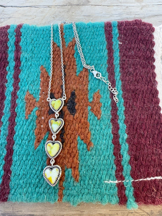 Beautiful Handmade Sterling Silver & Palomino Turquoise Drop Heart Necklace