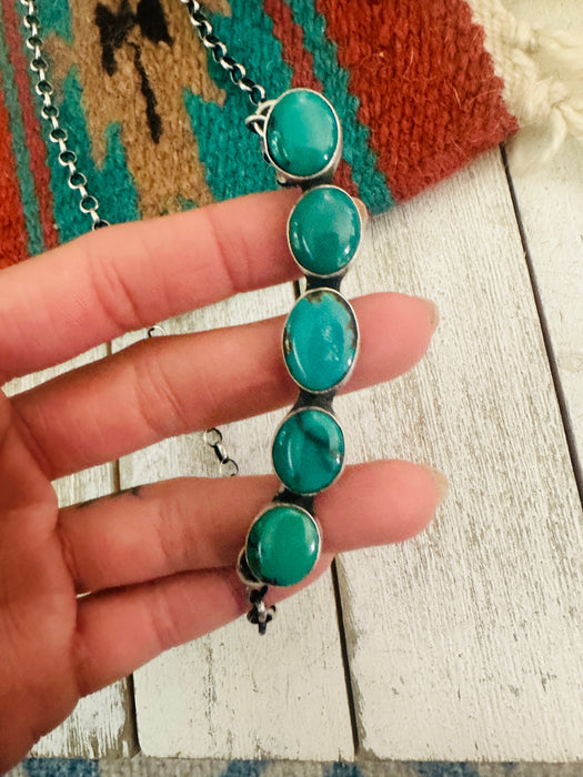 Navajo Sterling Silver & Turquoise Bar Necklace