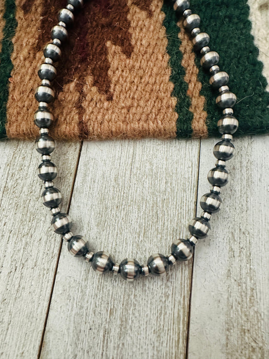 Navajo Sterling Silver Pearl 14” Beaded Necklace