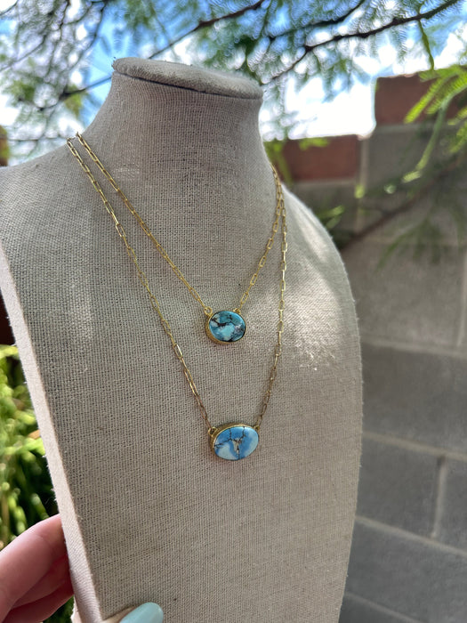 “The Golden Collection” GOLDEN SKY Handmade Natural Golden Hills Turquoise 14k Gold Plated Necklaces