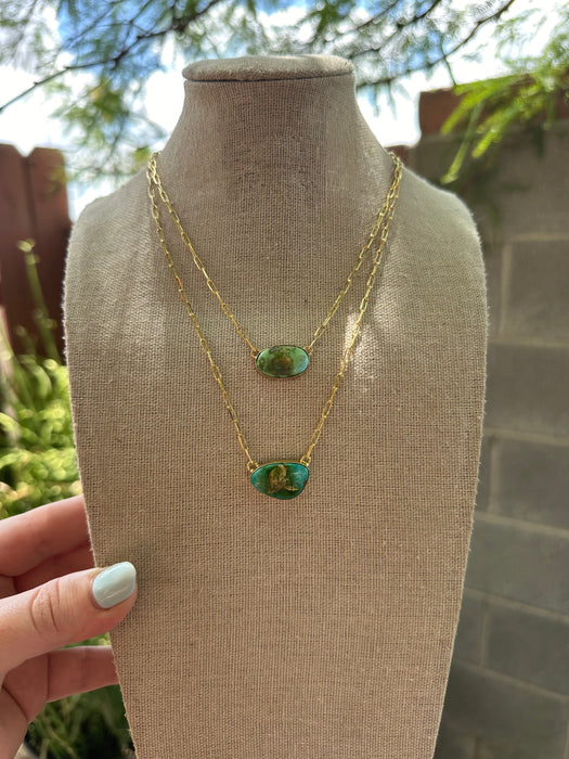 “The Golden Collection” GOLDEN MORNING Handmade Natural Sonoran Turquoise 14k Gold Plated Necklaces