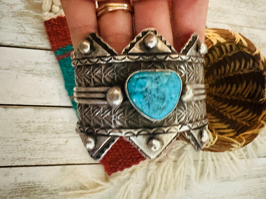 Navajo Kingman Turquoise & Sterling Silver Cuff Bracelet