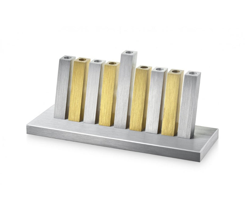 Adi Sidler Kinetic Hanukkah Menorah Anodized Aluminum - Gold & Silver Rods