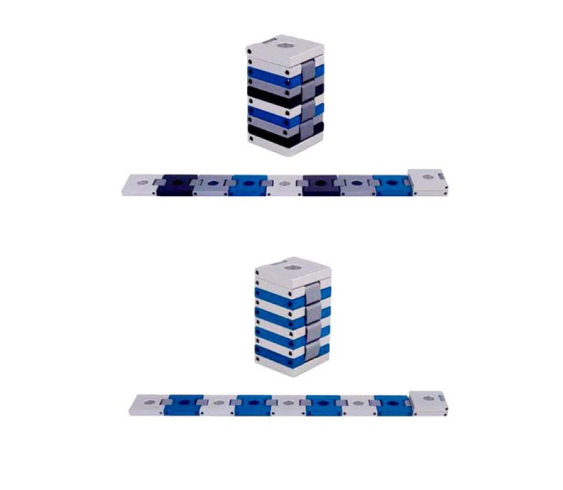 Agayof Compact Travelling Menorah Belt Shape - Shades of BlueAgayof Compact Travelling Menorah Belt Shape - Shades of Blue