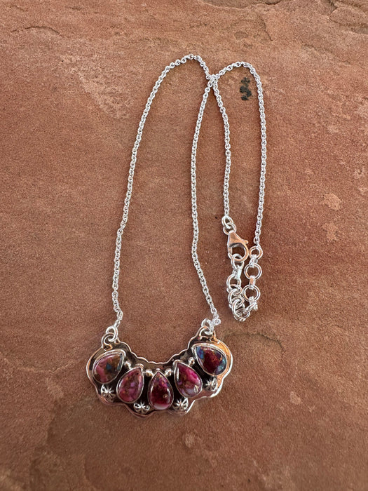 Beautiful Handmade Sterling Silver & Pink Dream Mojave 5 Stone Necklace