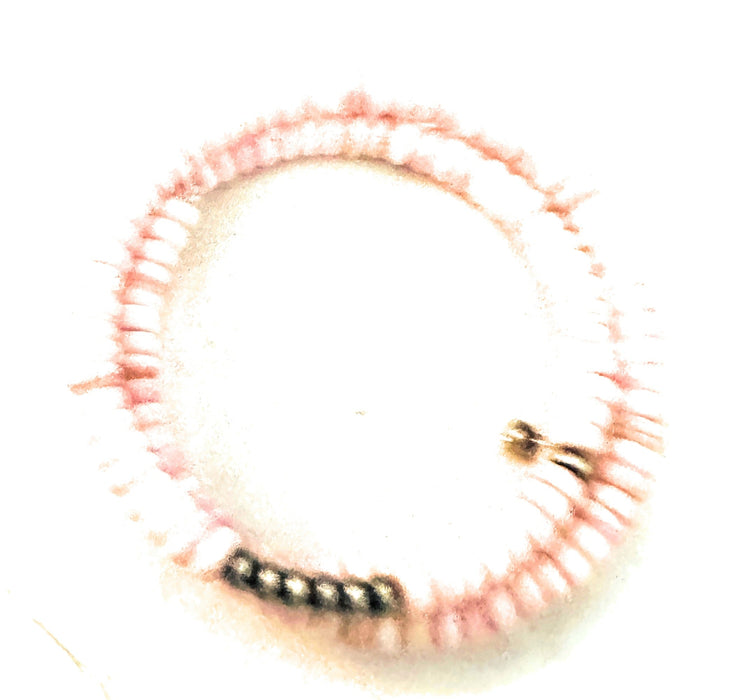 Navajo Queen Pink Conch Shell & Sterling Silver Pearl Beaded Wrap Bracelet