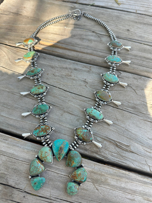 Handmade Sterling Silver & Turquoise Squash Blossom Necklace