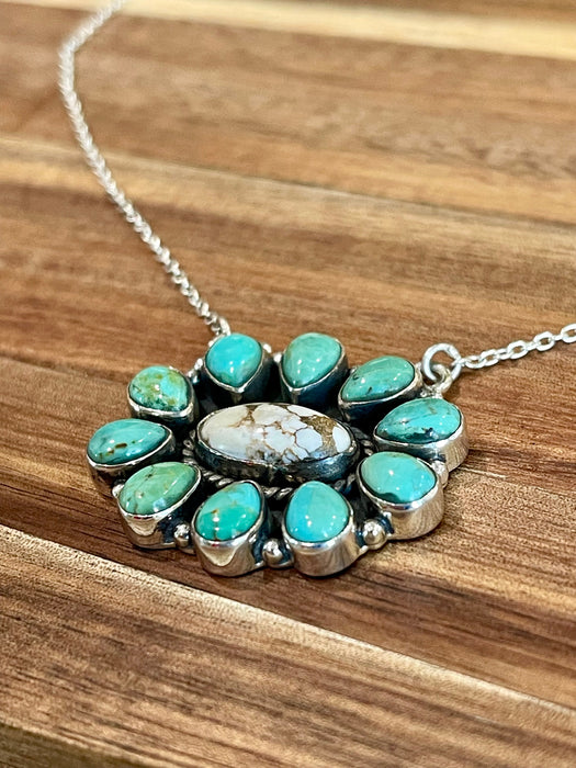 Handmade Sterling Silver & Multi Stone Necklace Signed Nizhoni