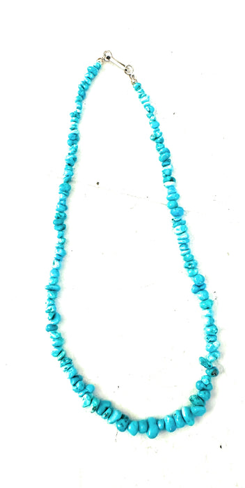 Navajo Turquoise & Sterling Silver 14” Beaded Necklace