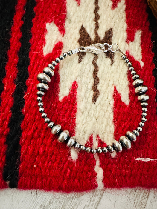 Navajo Sterling Silver Beaded Bracelet 7.5 inch