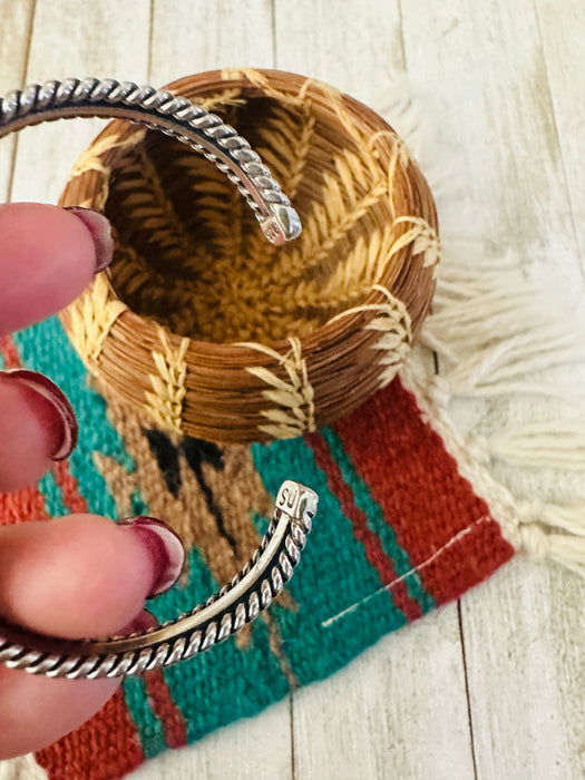 Navajo Sterling Silver & Orange Spiny Oyster Cuff Bracelet