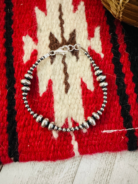 Navajo Sterling Silver Beaded Bracelet 7.5 inch