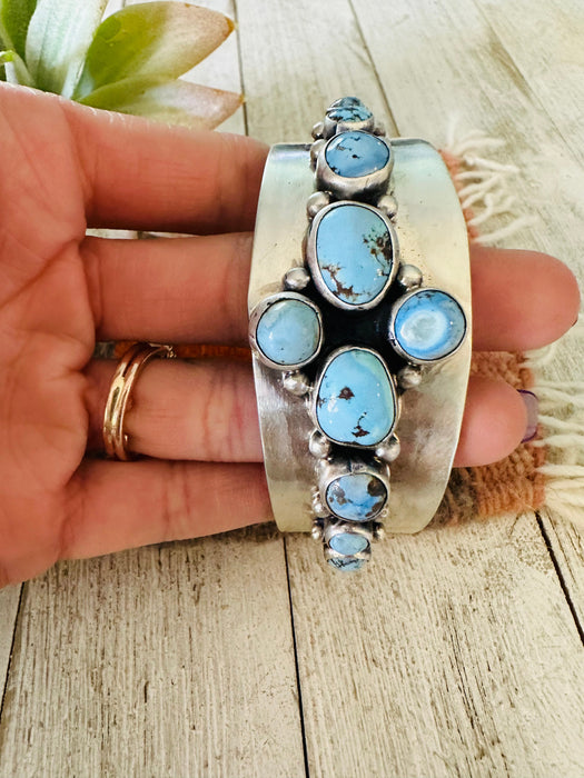 Navajo Golden Hills Turquoise & Sterling Silver Cuff Bracelet