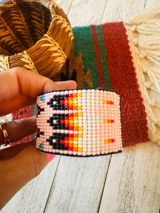 Navajo Made Beaded Leather Bracelet