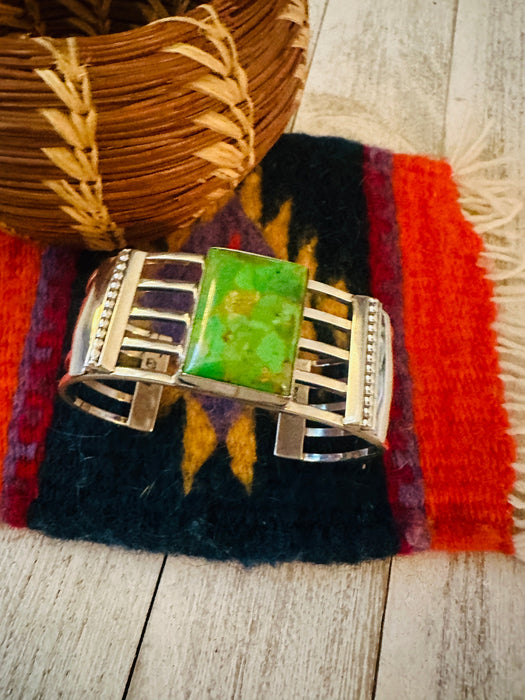 Navajo Gaspeite & Sterling Silver Cuff Bracelet