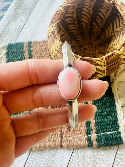 Navajo Queen Pink Conch Shell & Sterling Silver Cuff Bracelet