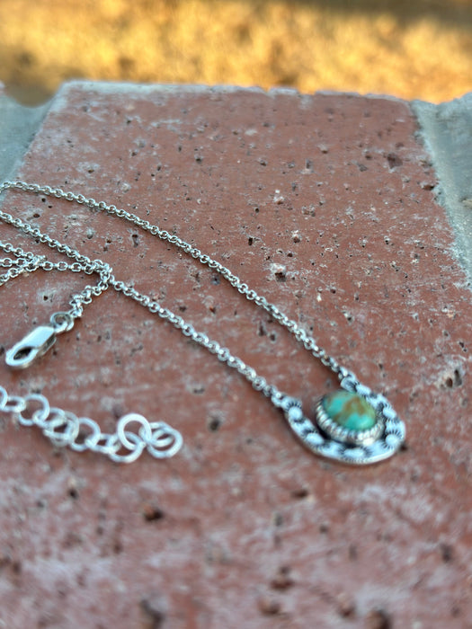 Handmade Turquoise & Sterling Silver Horseshoe  Necklace