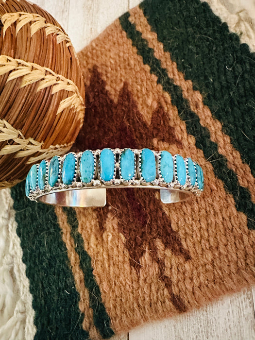 Navajo Kingman Turquoise & Sterling Silver Cuff Bracelet