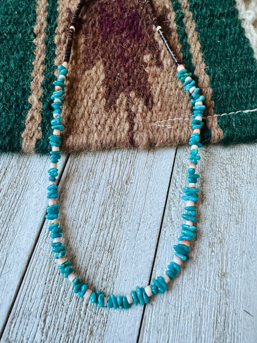 Navajo Turquoise, Spiny & Heishi 18” Beaded Necklace