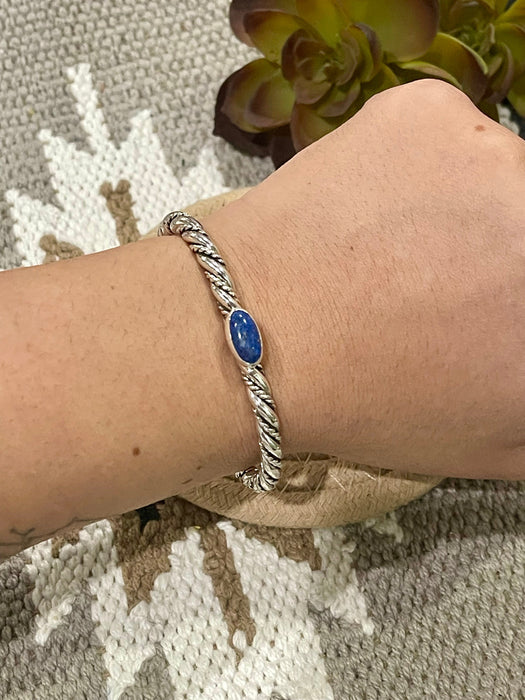 Navajo Lapis & Sterling Silver Cuff Bracelet