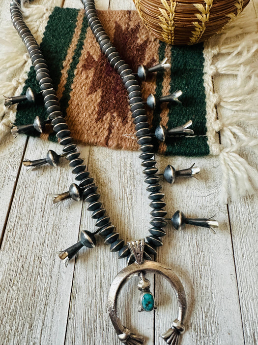 Navajo Turquoise & Sterling Silver Squash Blossom Necklace