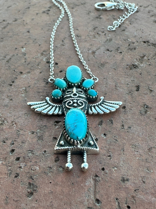 Gorgeous Handmade Sterling Silver Kingman Turquoise  Nizhoni Maiden Necklace