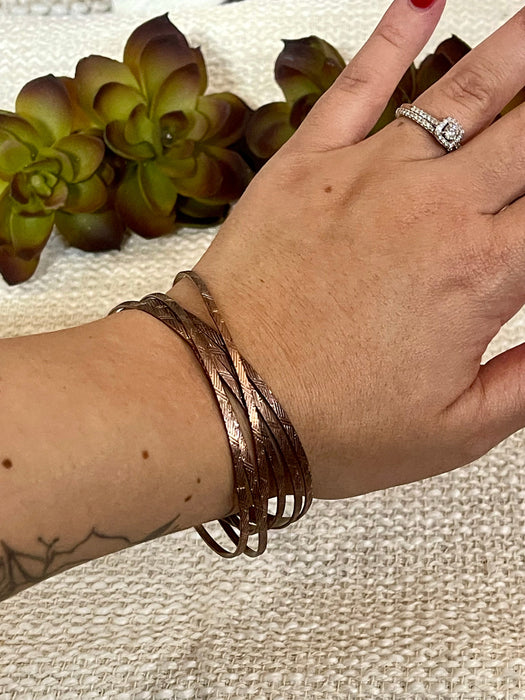 Vintage Handmade Copper Stacked Bangle Bracelet