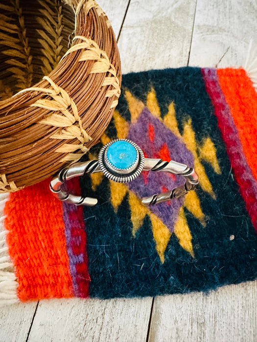 Navajo Sterling Silver & Kingman Turquoise Cuff Bracelet