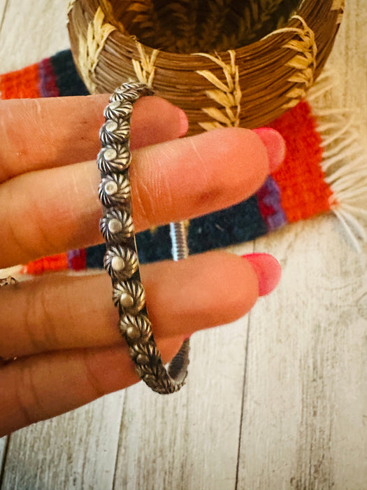 Navajo Sterling Silver Studded Bangle Bracelet by Kevin Billah